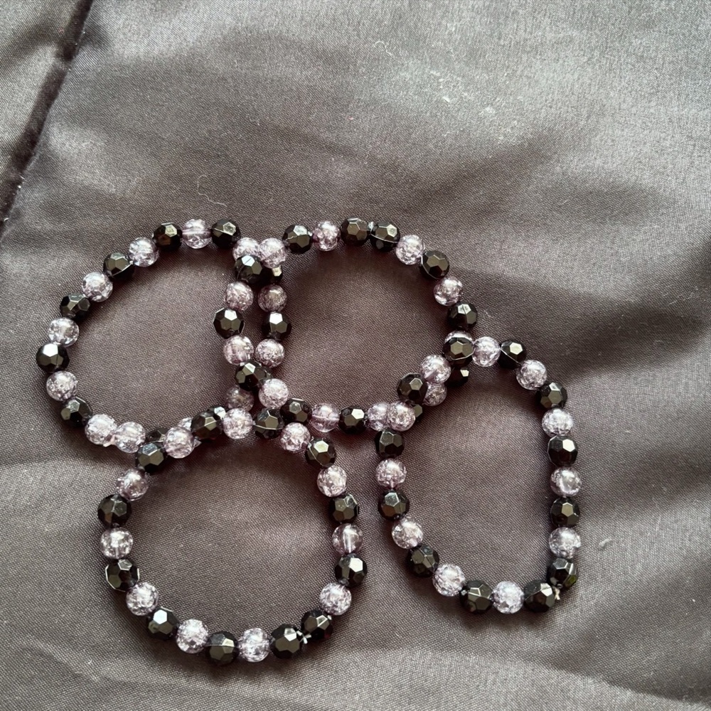 Elegant Black and Silver Beaded Bracelets